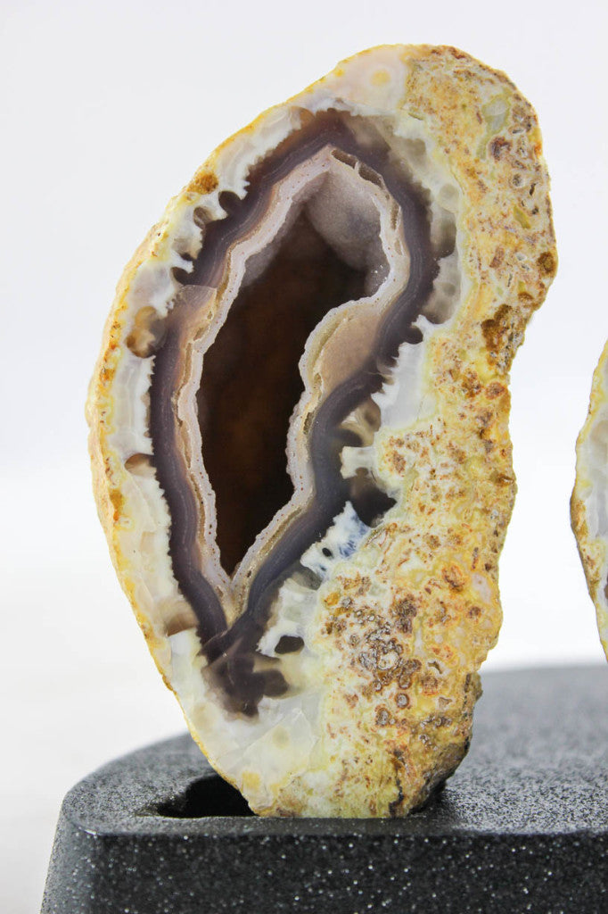 Agate w/Microcrystal Geode Pair