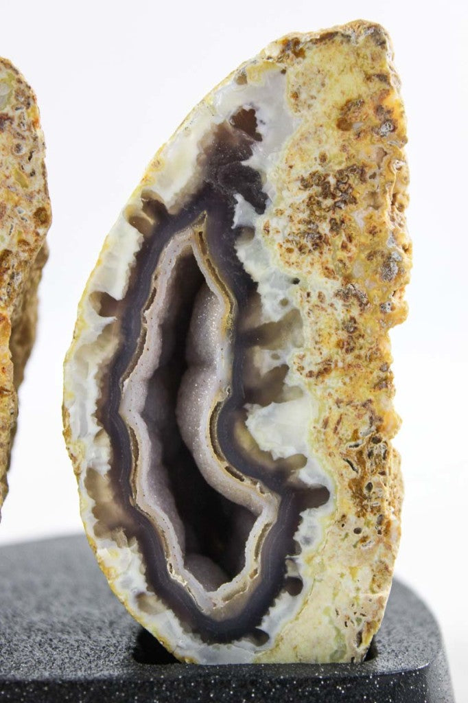 Agate w/Microcrystal Geode Pair