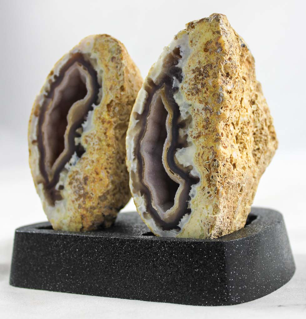 Agate w/Microcrystal Geode Pair
