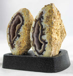 Agate w/Microcrystal Geode Pair