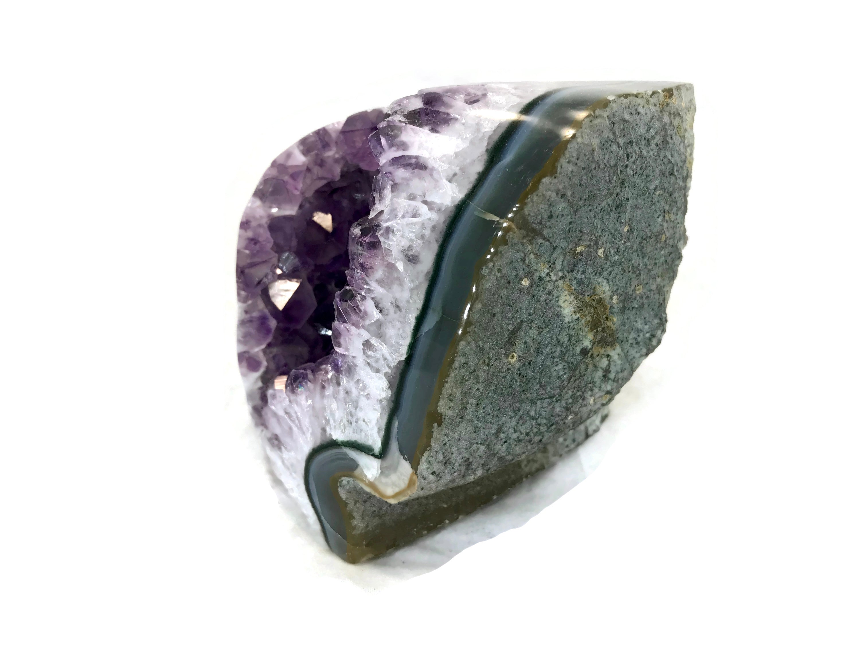Blue and Green Banded Amethyst Geode
