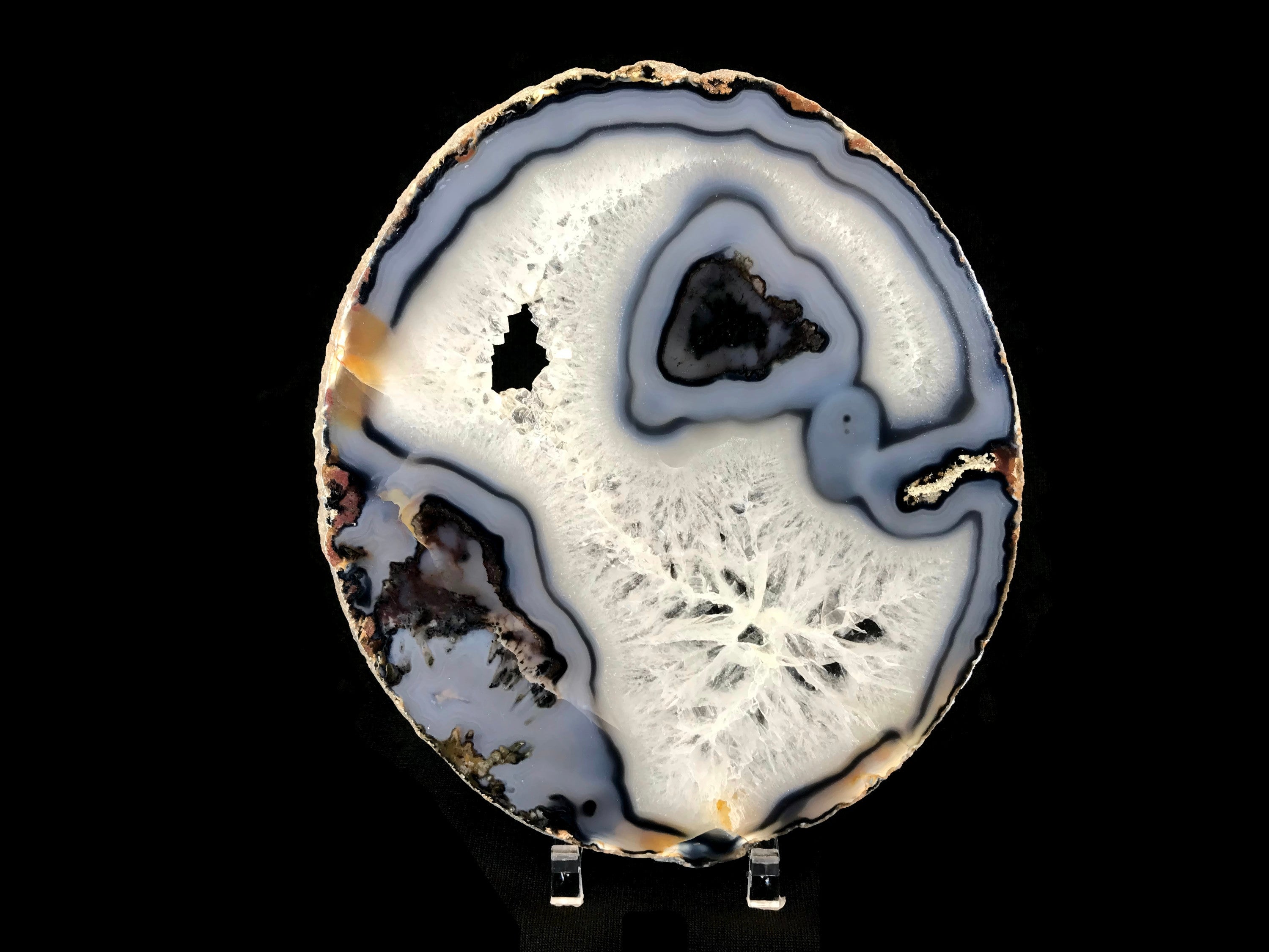 Crystal Surrounded By Brazilian Agate Slice