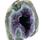 Green Banded Agate with Amethyst Crystals Geode