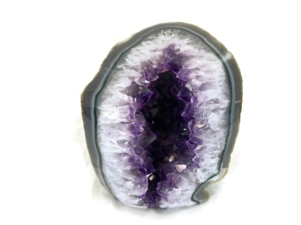 Blue and Green Banded Amethyst Geode