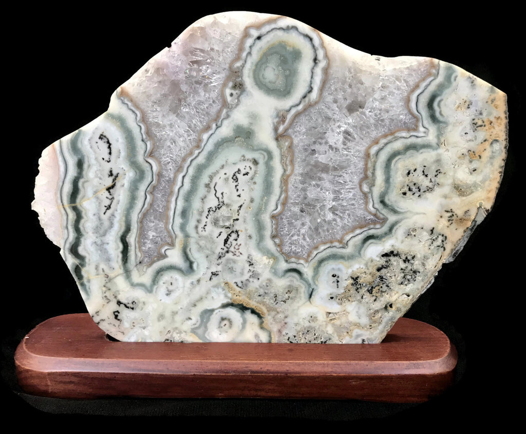 Translucent Quartz and Green Banded Agate Slab