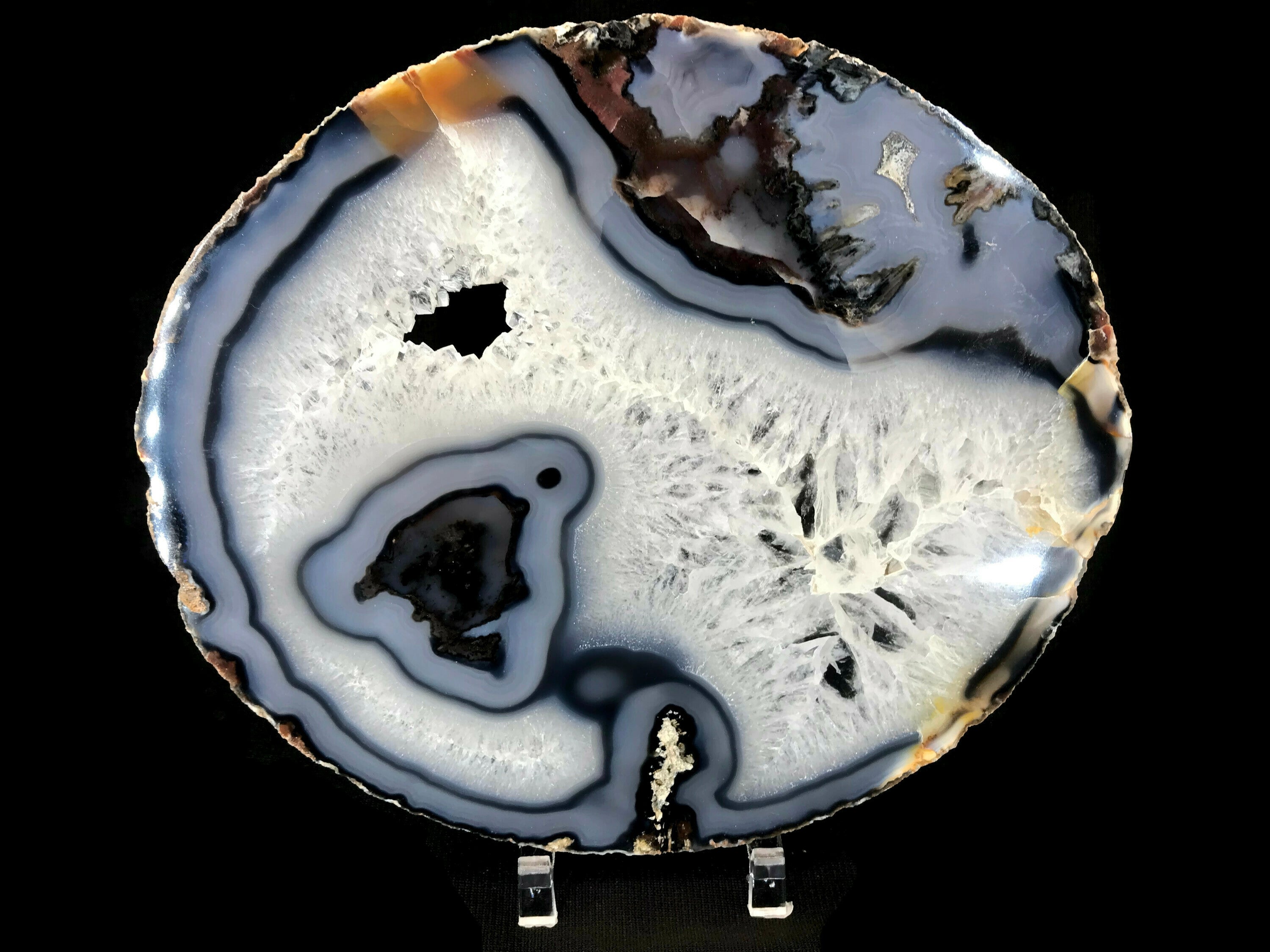 Crystal Surrounded By Brazilian Agate Slice
