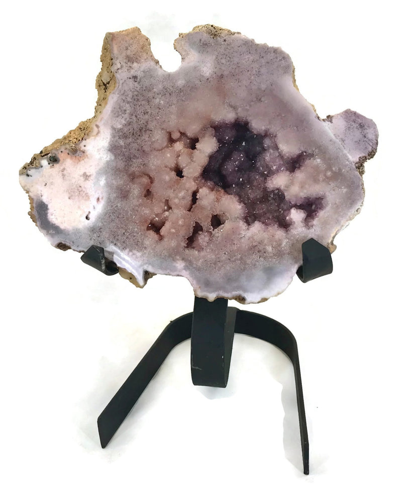 Microcrystalline Quartz over Rose Jasper Geode
