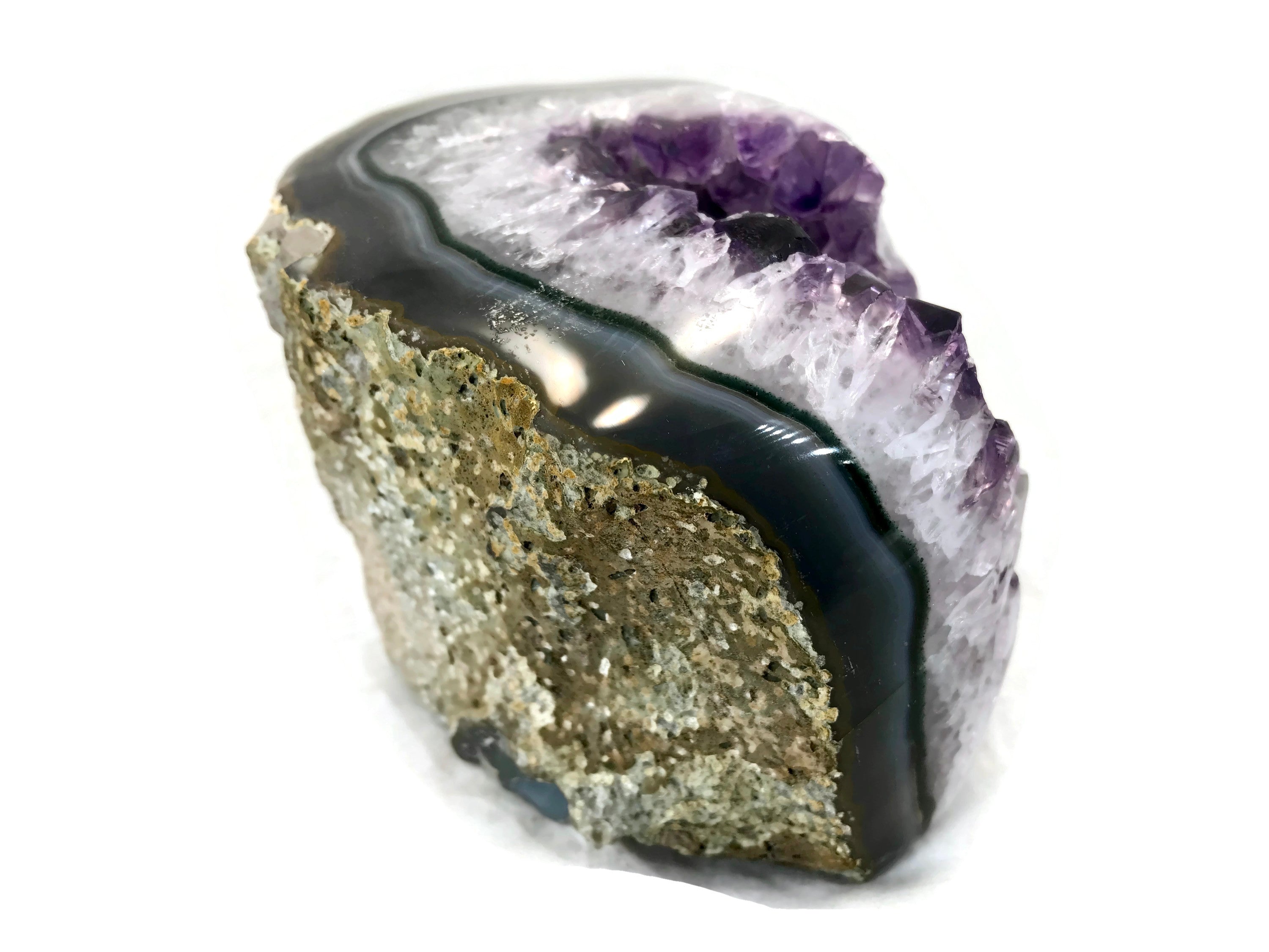 Blue and Green Banded Amethyst Geode