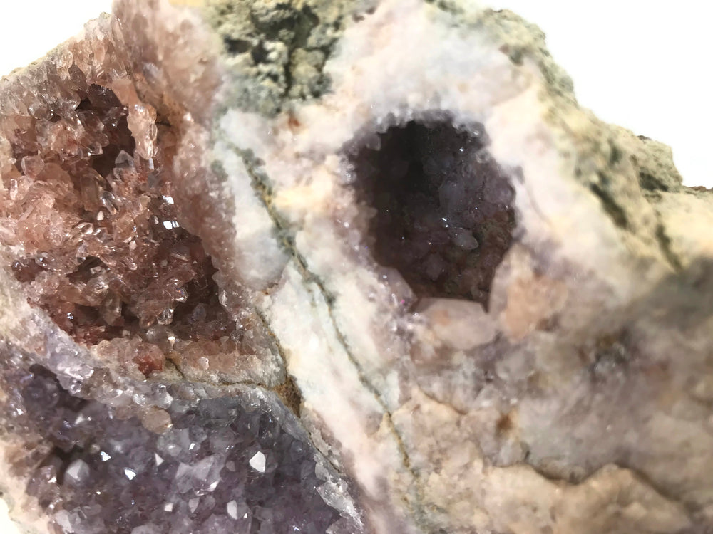 Multiple Crystal Covered Cavities Rose and Amethyst Freeform