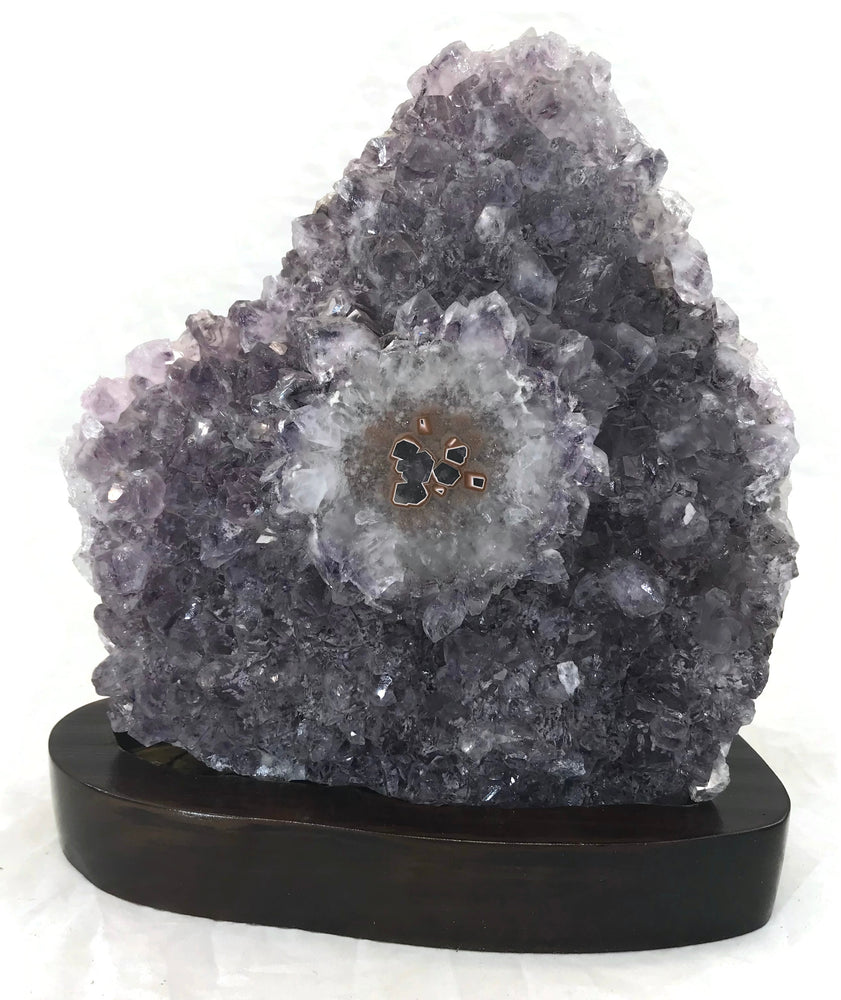 Beaded Agate Eye with Amethyst Cluster