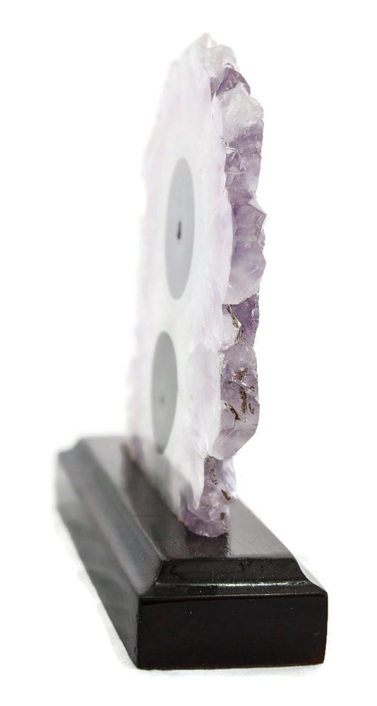 Quartz Crystal and Amethyst Rimmed Stalactite Slice