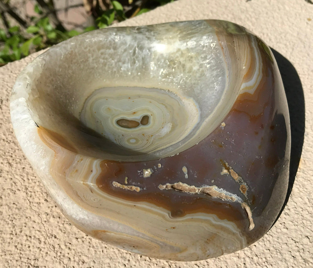 Polished Striated Agate Bowl