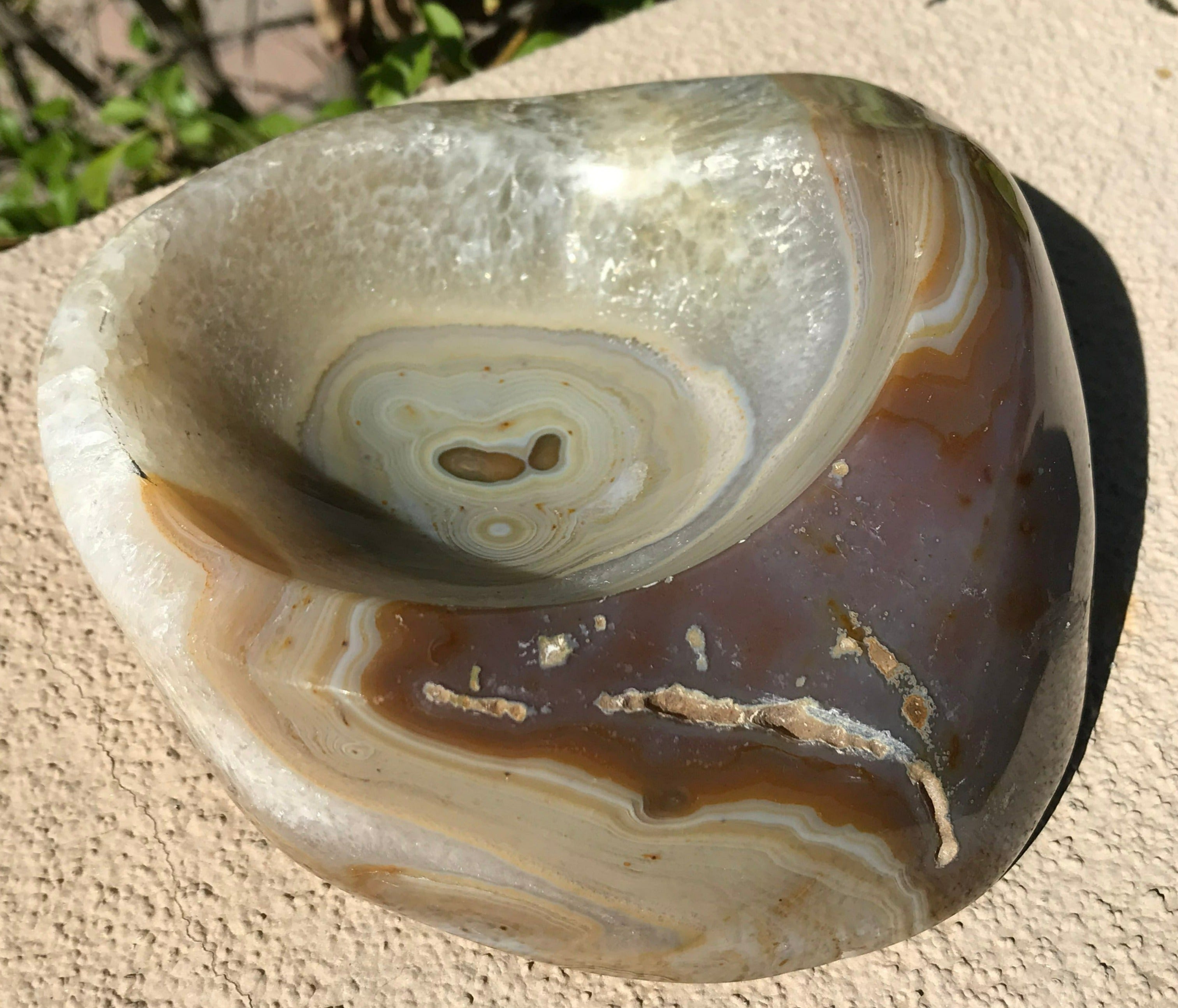 Polished Striated Agate Bowl