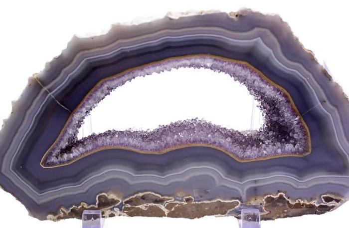 Crystal filled Banded Agate Slab