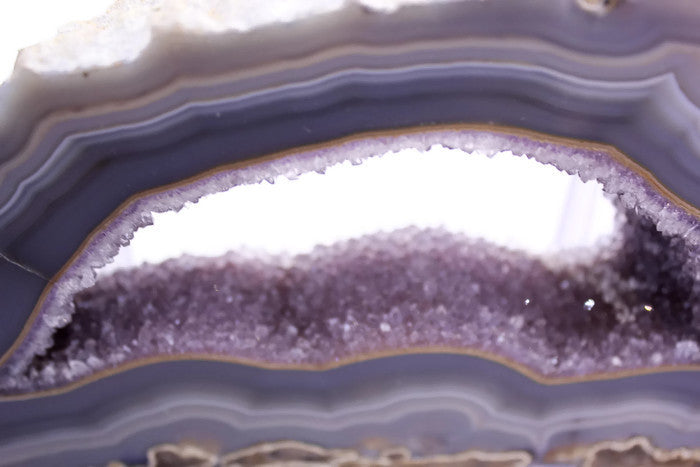 Crystal filled Banded Agate Slab