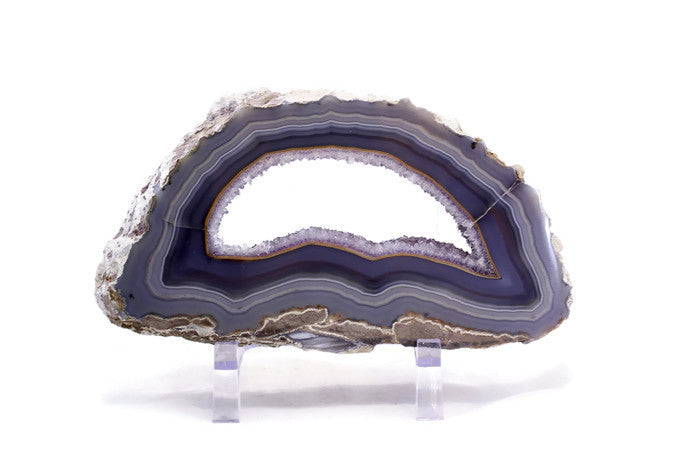 Crystal filled Banded Agate Slab