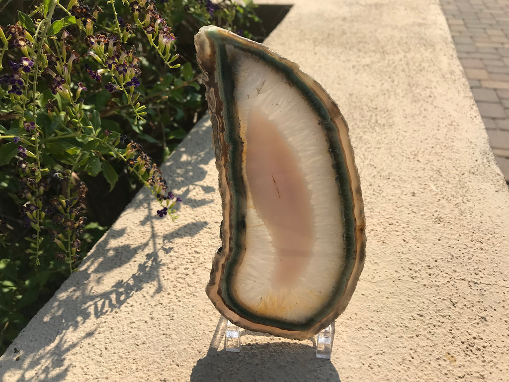 Green Rimmed Quartz and Agate Slice