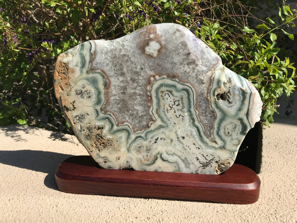 Translucent Quartz and Green Banded Agate Slab