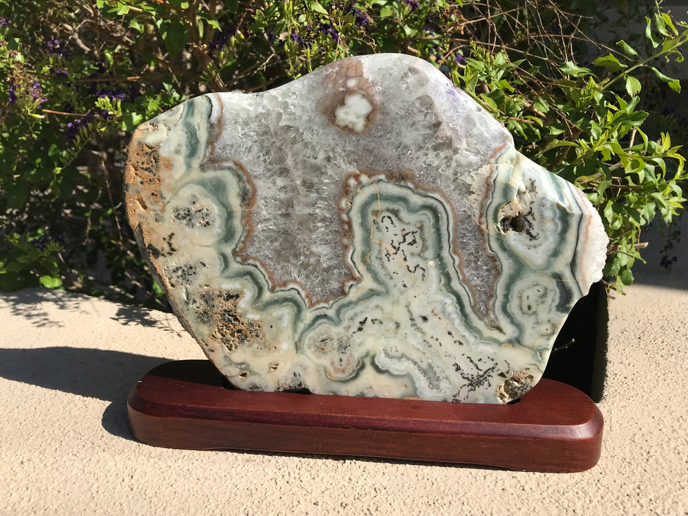 Translucent Quartz and Green Banded Agate Slab