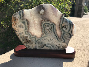 Translucent Quartz and Green Banded Agate Slab