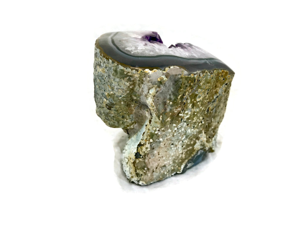 Blue and Green Banded Amethyst Geode