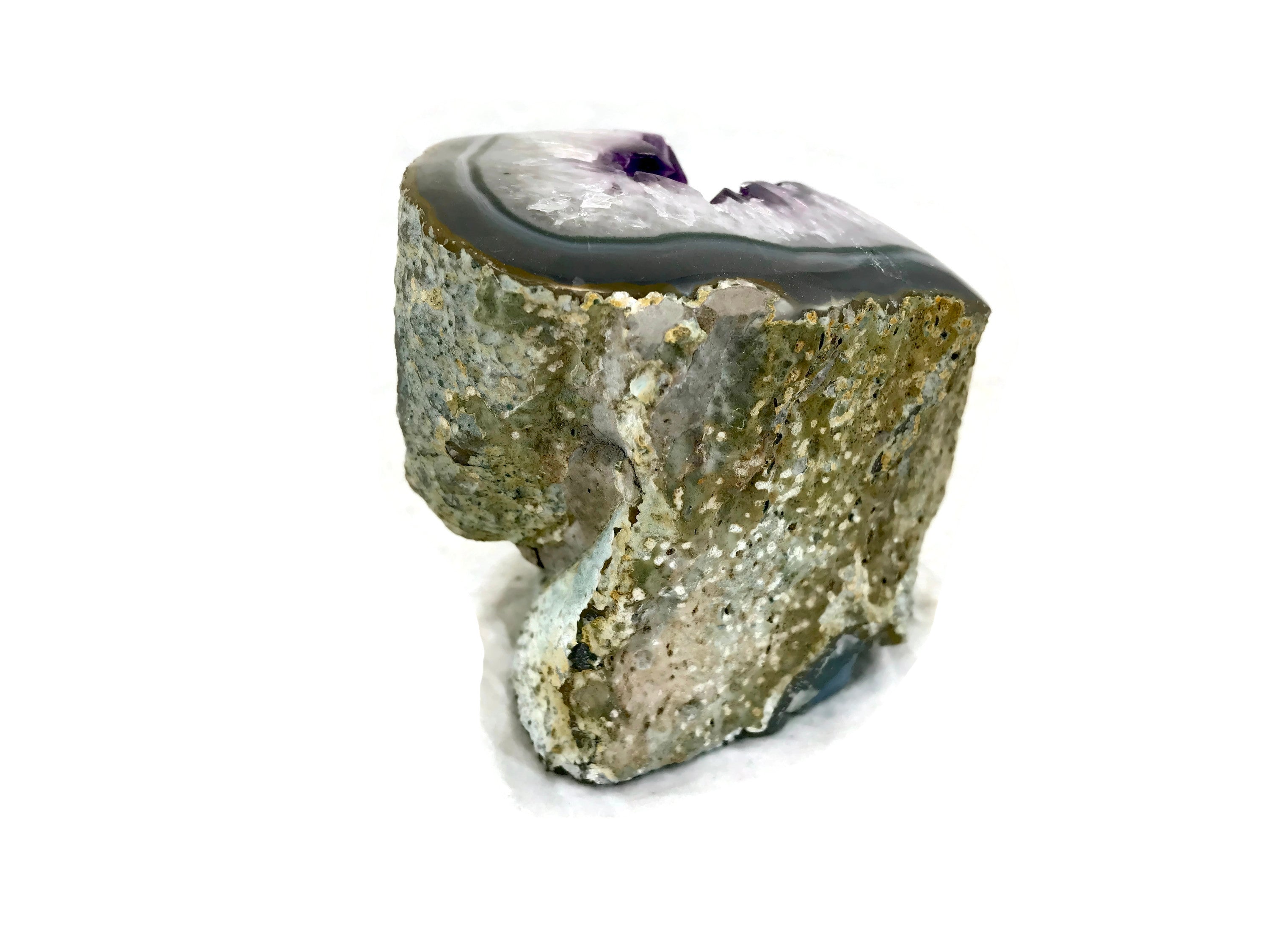 Blue and Green Banded Amethyst Geode