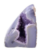 Polished Blue Agate with Amethyst Geode