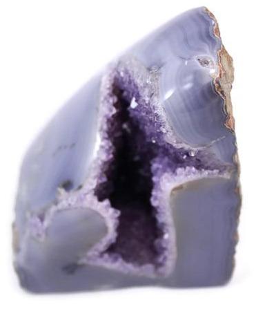 Polished Blue Agate with Amethyst Geode