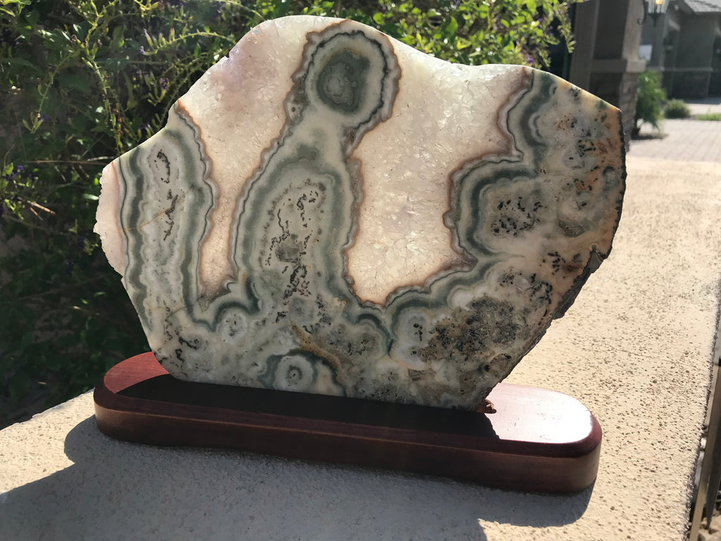 Translucent Quartz and Green Banded Agate Slab