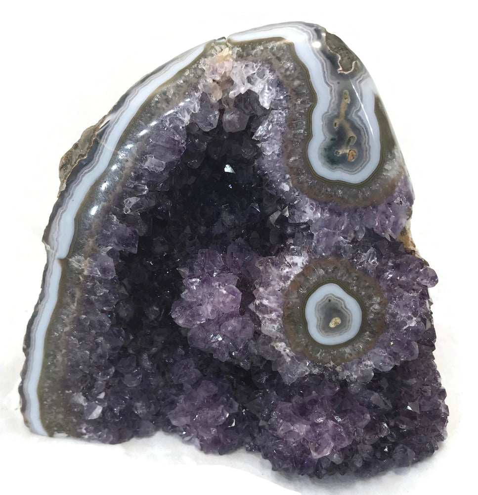 Amethyst Filled Geode Framed by Bright Blue Agate with Eye