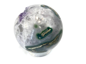 Green Banded Amethyst Crystal Sphere