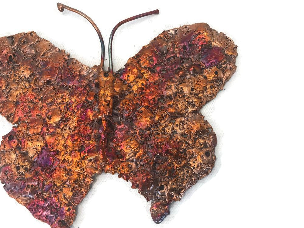 Handcrafted Rainbow Copper Butterfly Art