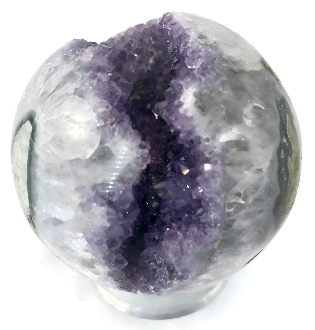 Green Banded Amethyst Crystal Sphere