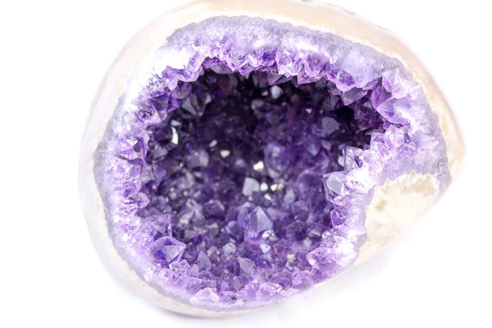 Olive, Grey and Gold Agate with Amethyst Geode