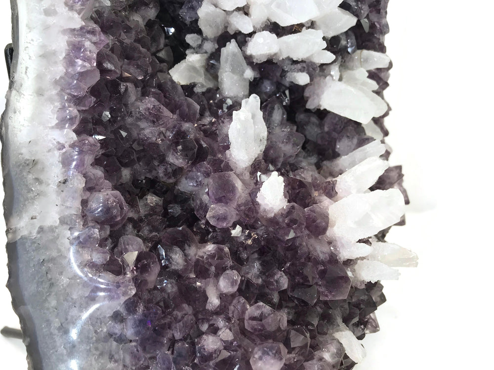 Amethyst Freeform with Flowerlike Calcite Crystals