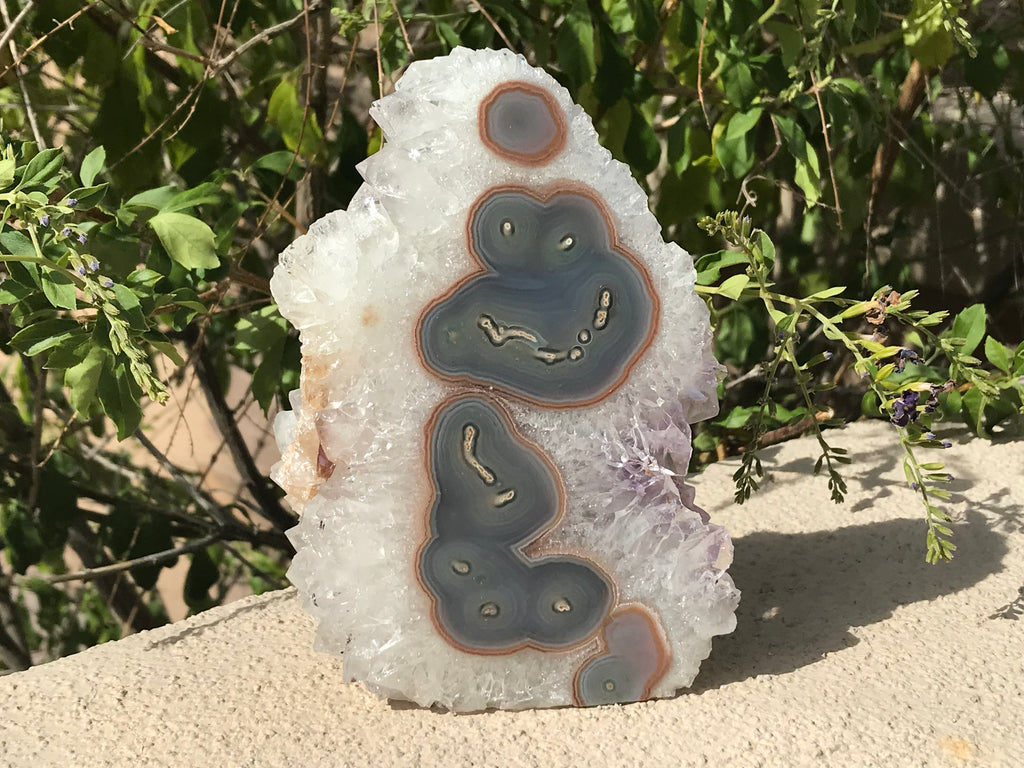 Quartz Crystal Covered Agate With Eyes