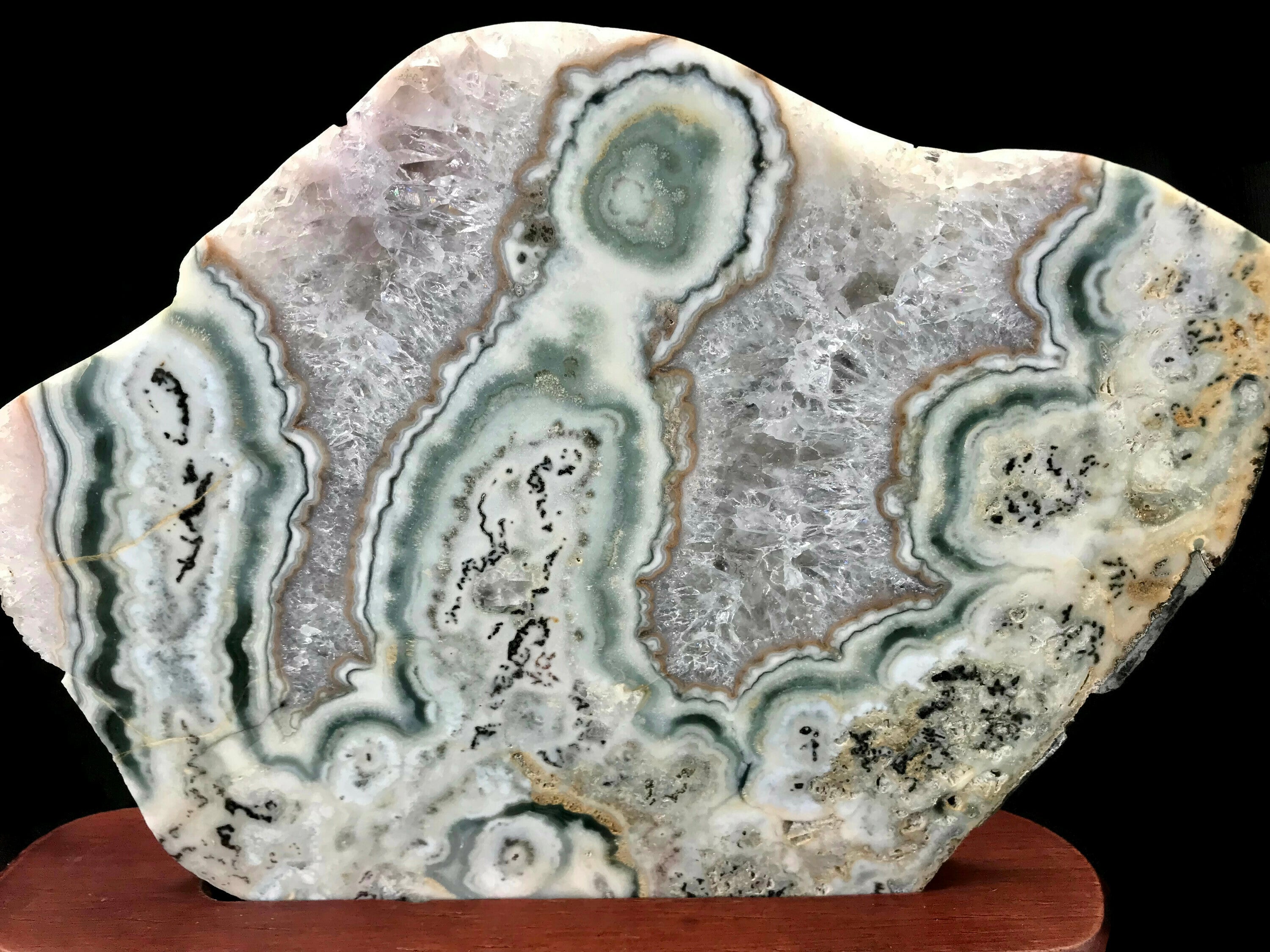 Translucent Quartz and Green Banded Agate Slab