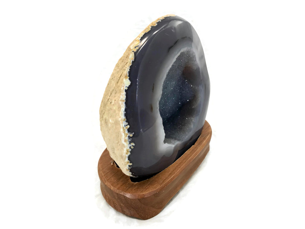 Microcrystalline Quartz over Blue Agate Geode