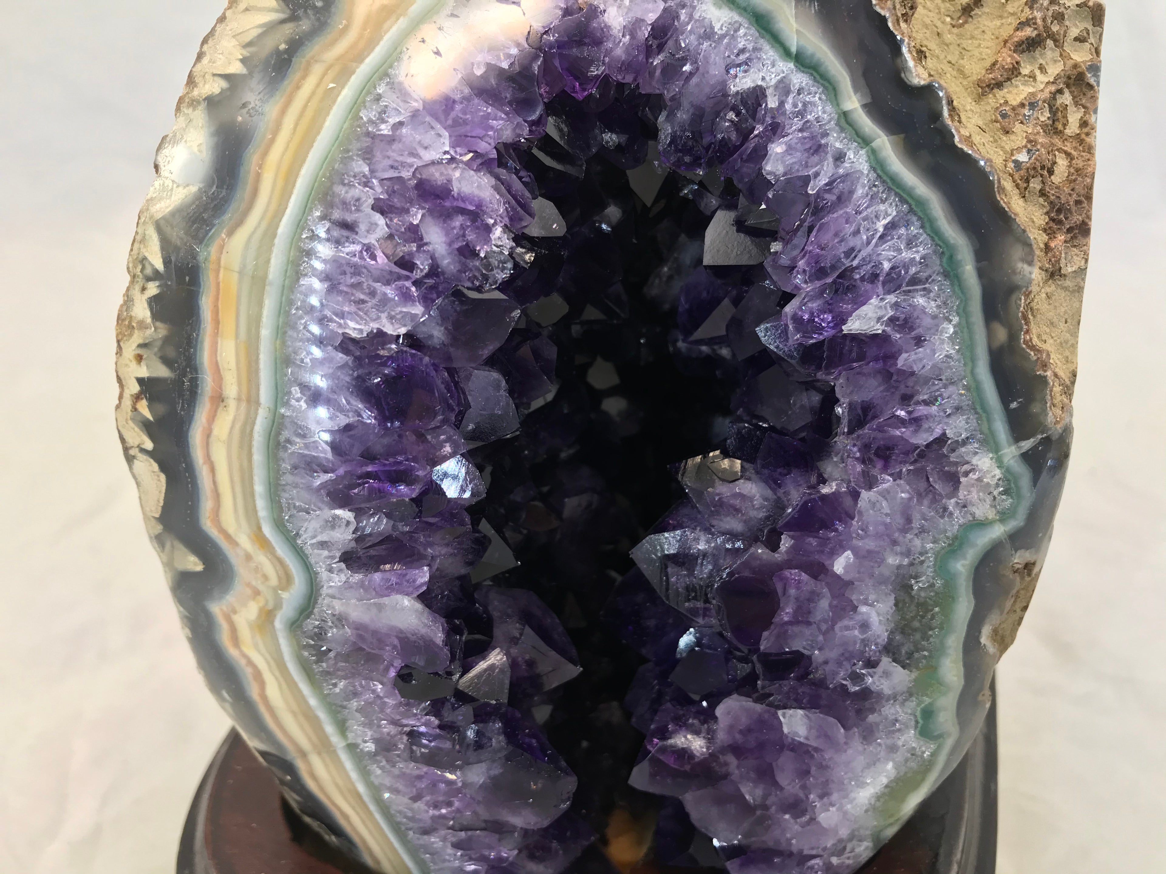 Green Agate with Amethyst Geode