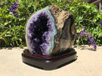 Green Agate with Amethyst Geode