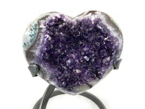Green Banded Standing Amethyst Heart