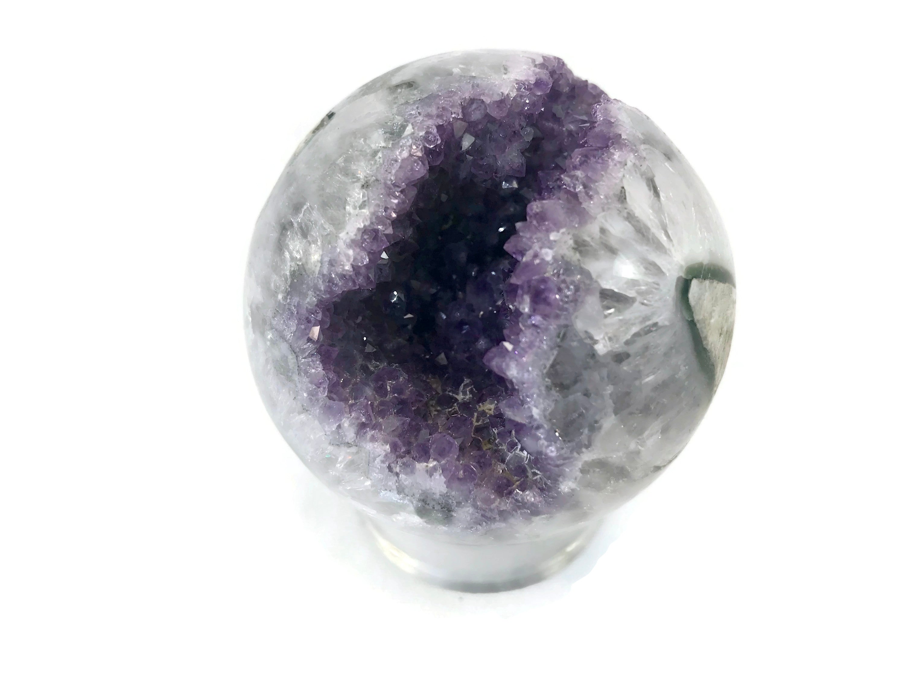 Green Banded Amethyst Crystal Sphere