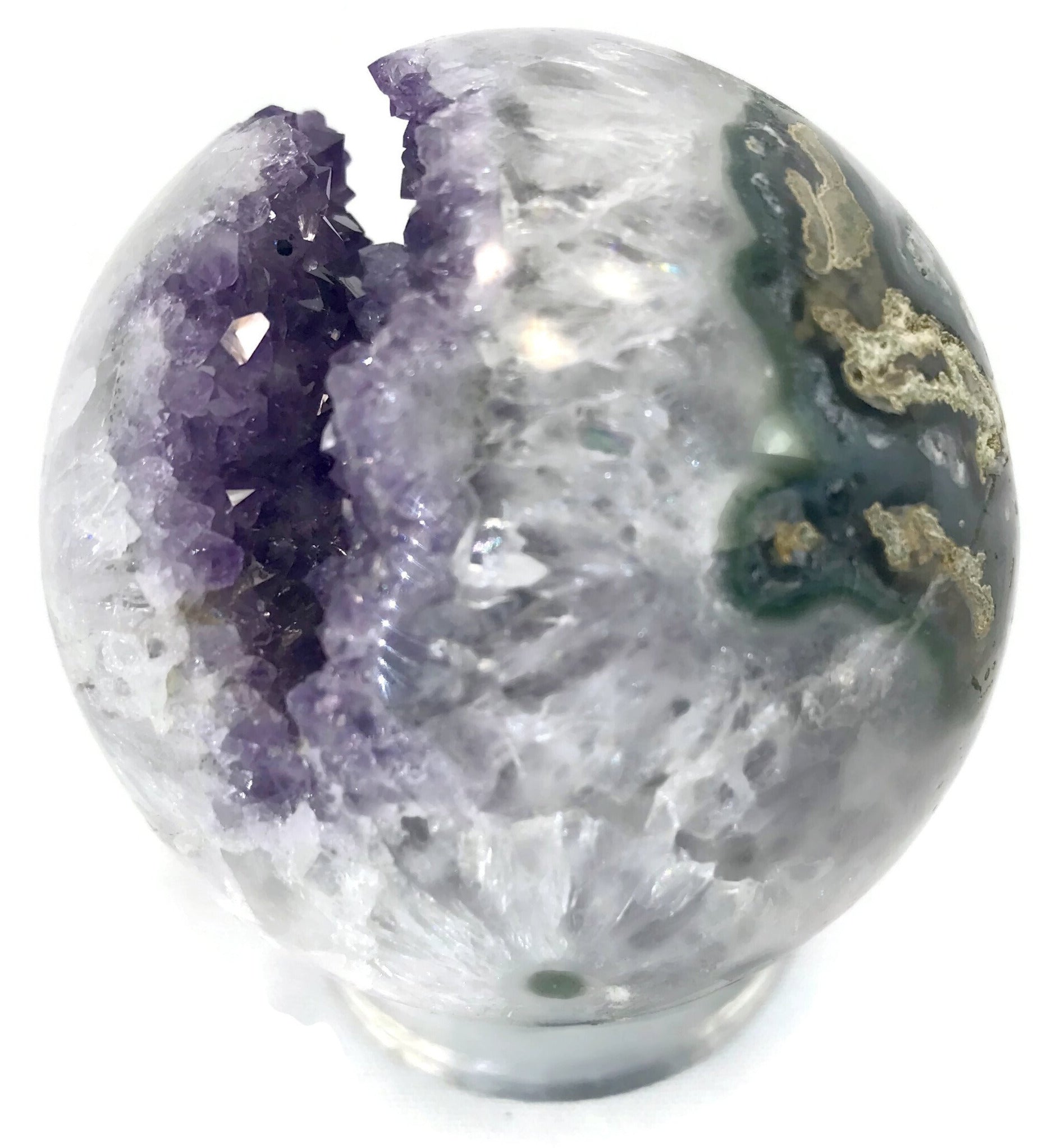 Green Banded Amethyst Crystal Sphere