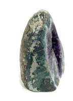 Green Banded Agate with Amethyst Crystals Geode