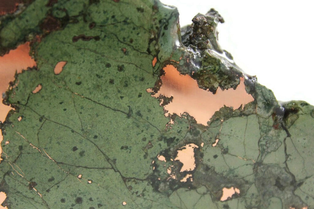 Green Epidote Highlighted By Copper Ore
