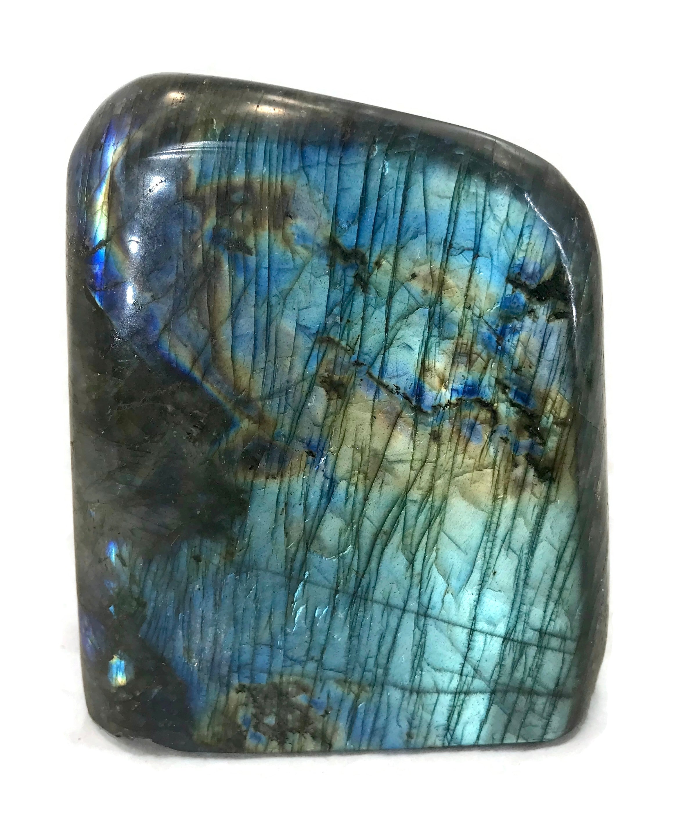 Yellow, Red and Blue Labradorite Freeoform