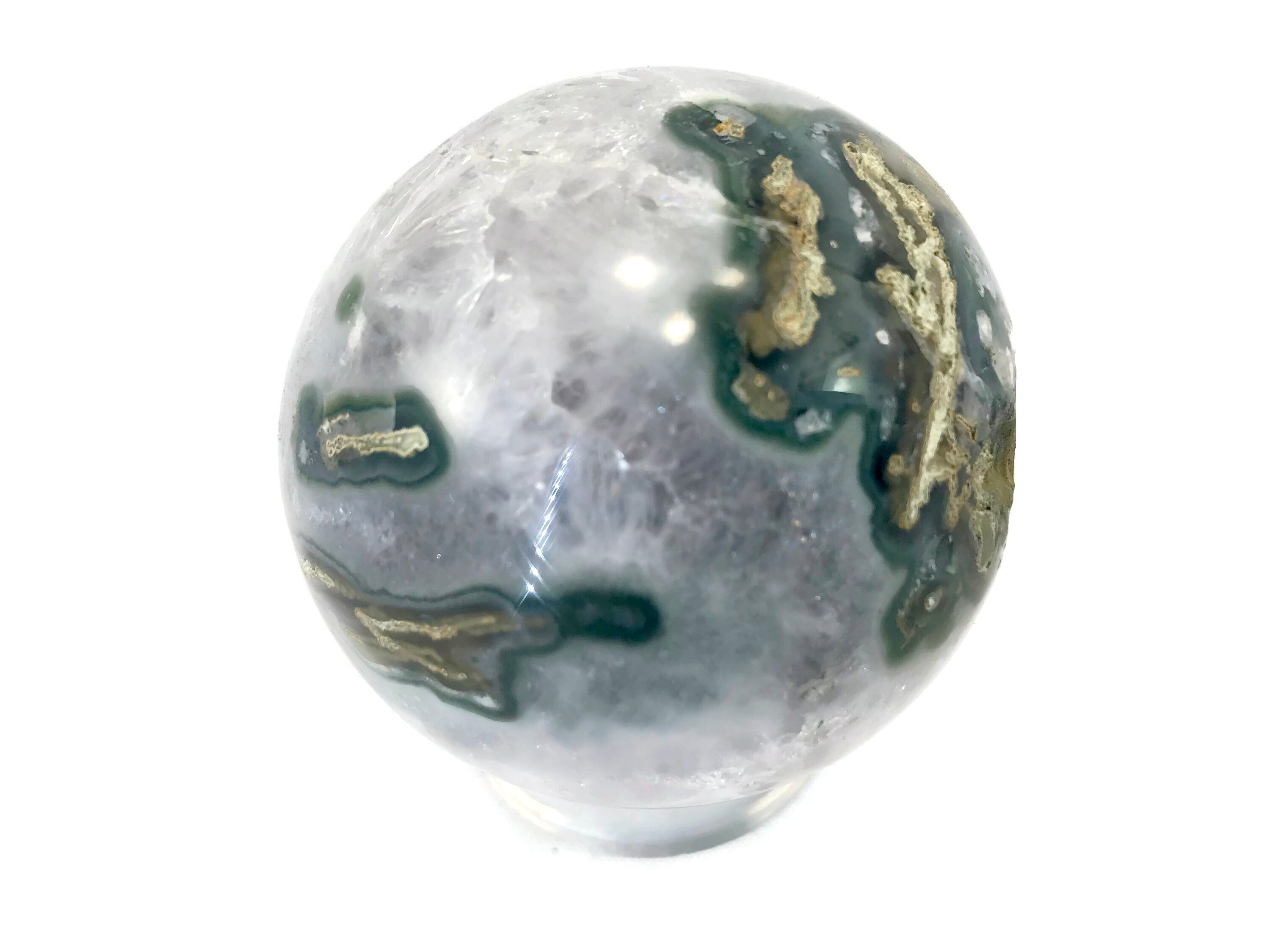 Green Banded Amethyst Crystal Sphere