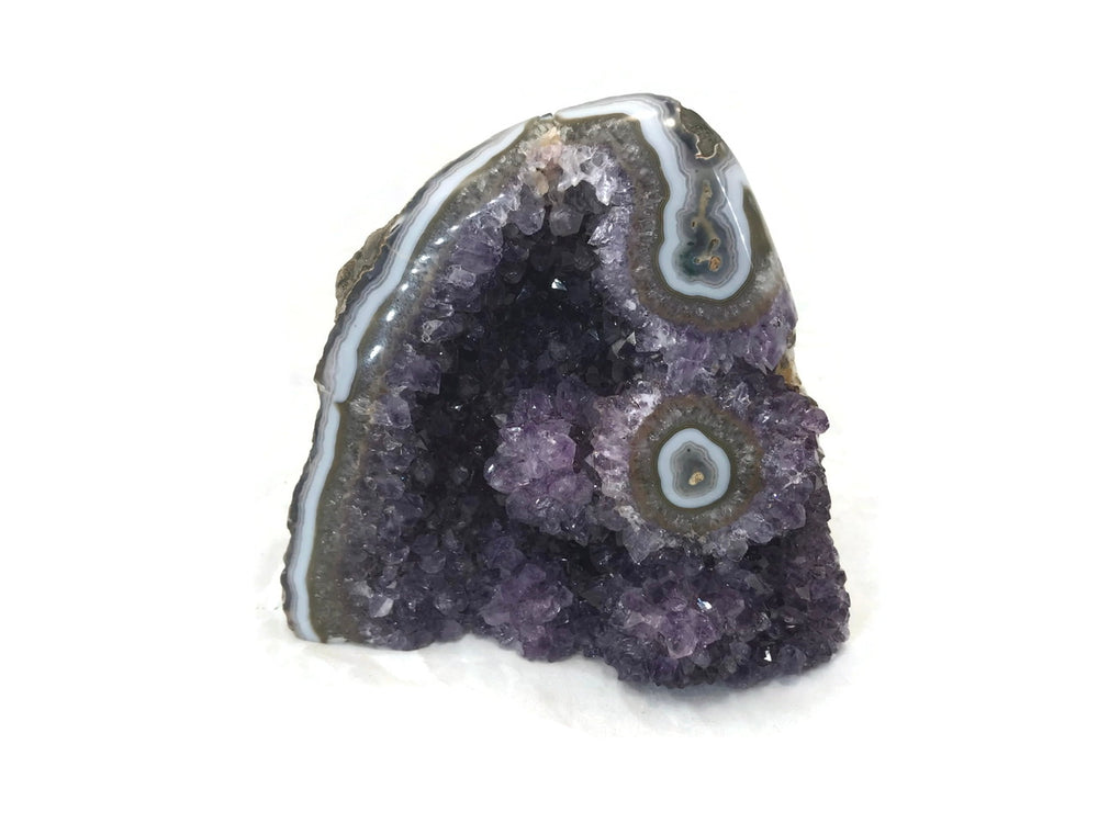 Amethyst Filled Geode Framed by Bright Blue Agate with Eye