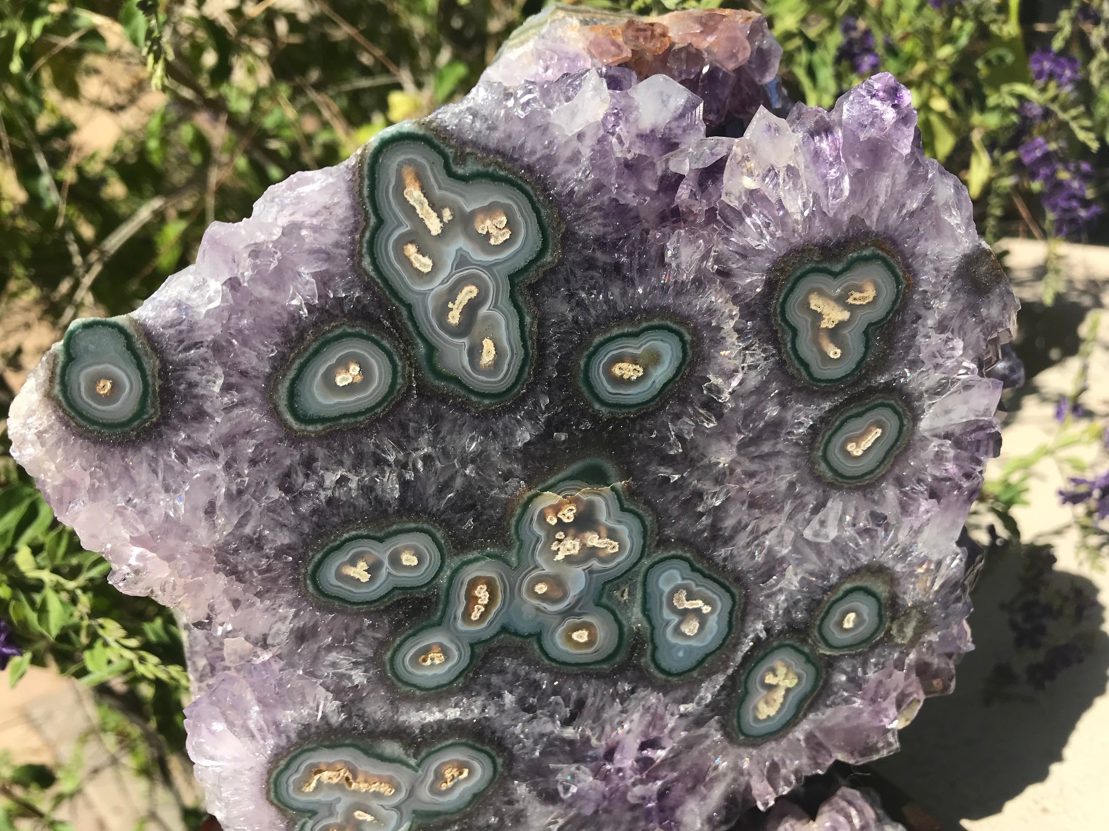 Green Eyed Agate /Amethyst Cluster