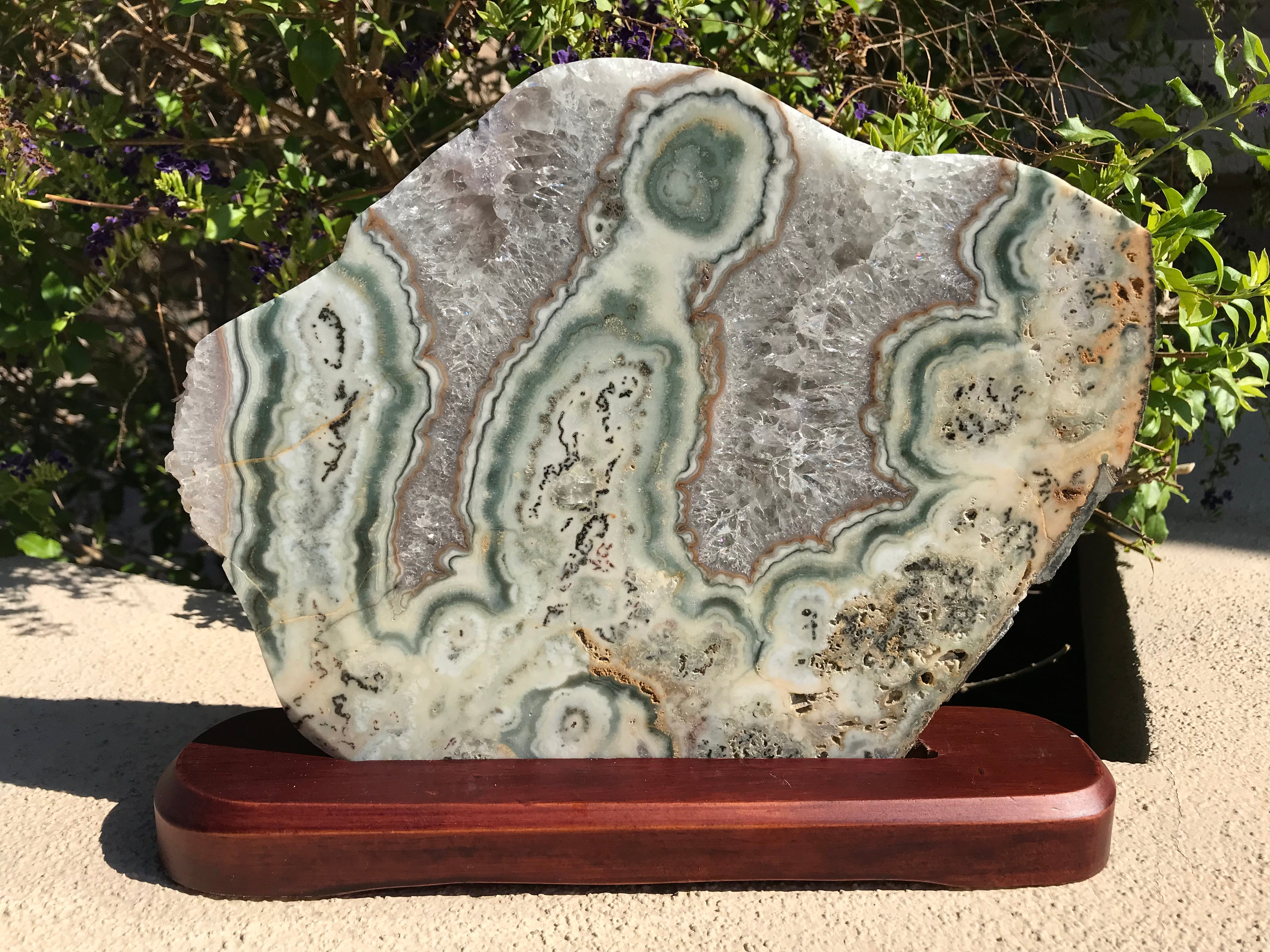 Translucent Quartz and Green Banded Agate Slab